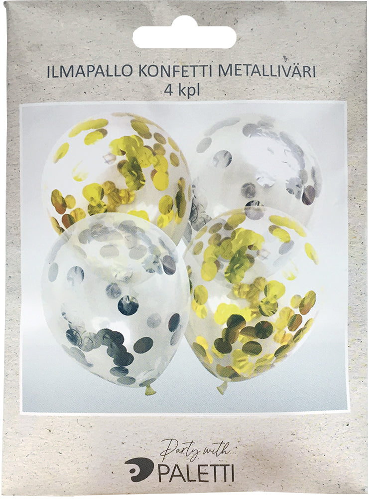 Ilmapallo konfetti metalliväri 4kpl