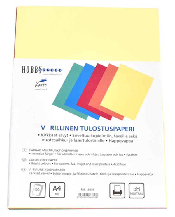 Tulostuspaperi A4/100 80 gsm värilajitelma